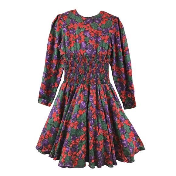 Vintage ZOE LTD SAKS FIFTH AVE GIRL'S RED FLORAL DRESS 14 - Picture 1 of 13